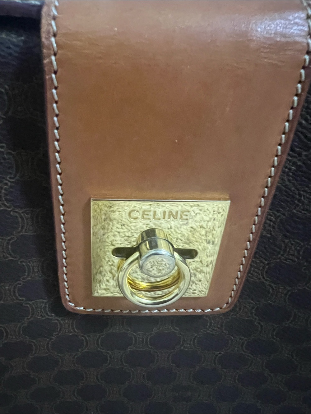 Celine Brown & Tan Monogram Top-Handle Briefcase - Picture 2 of 6